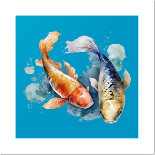 Watercolor Asian Koi Fish Print Japaneses Koi Pond Posters and Art